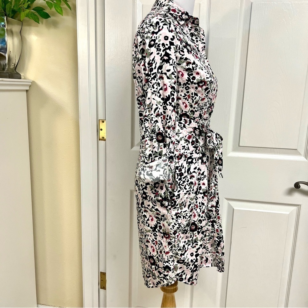 UNTUCKit Lisa Stretch Cotton floral Shirt Dress Size 4 Tie Waist Cocktail pocket - Picture 9 of 15
